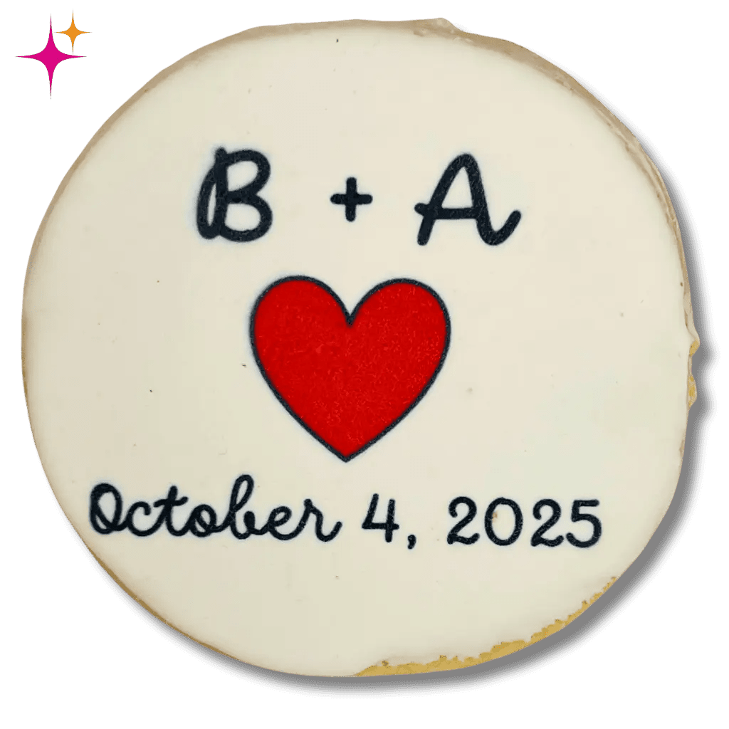 simple Custom Printed Cookies for Weddings, Anniversaries & More