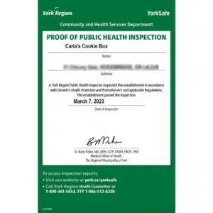 Certifications & Reviews: Trust In Our Reliable Service And Products - York region dine safe certificate