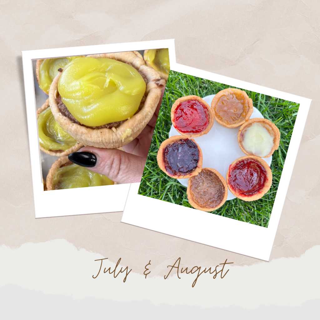 July & August seasonal butter tarts for blog Get your August sweet deals